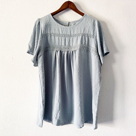 Trendy Chic Powder Blue Flowy Casual Short Sleeve Summer Top 2XL - Picture 2 of 14